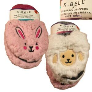 K. Bell Kids Sherpa Slippers Sheep & Bunny Design MM 10/13 Easter